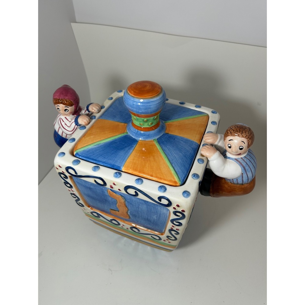 Lotus 1999 Handcrafted Ceramic Dreidel Cookie‎ Jar Hanukkah Holiday Decor Large - Picture 6 of 11